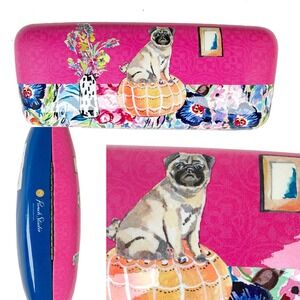 Punch Studio Pug Eyeglass Case Hard Shell Glasses Holder Uptown Dog Watercolor
